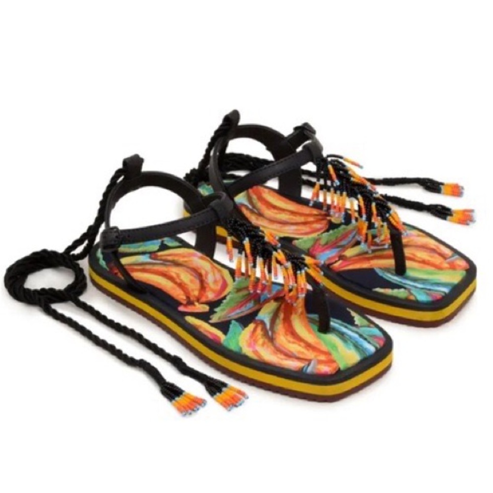 NWT FARM Rio  Banana Beaded Flat
